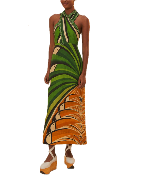 Green Toucan Tree Maxi Dress - XS Green Toucan Tree Maxi Dress - XS