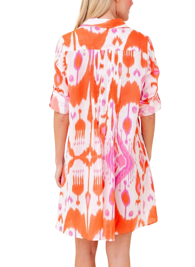 Mallory dress in blush sunrise ikat - multi