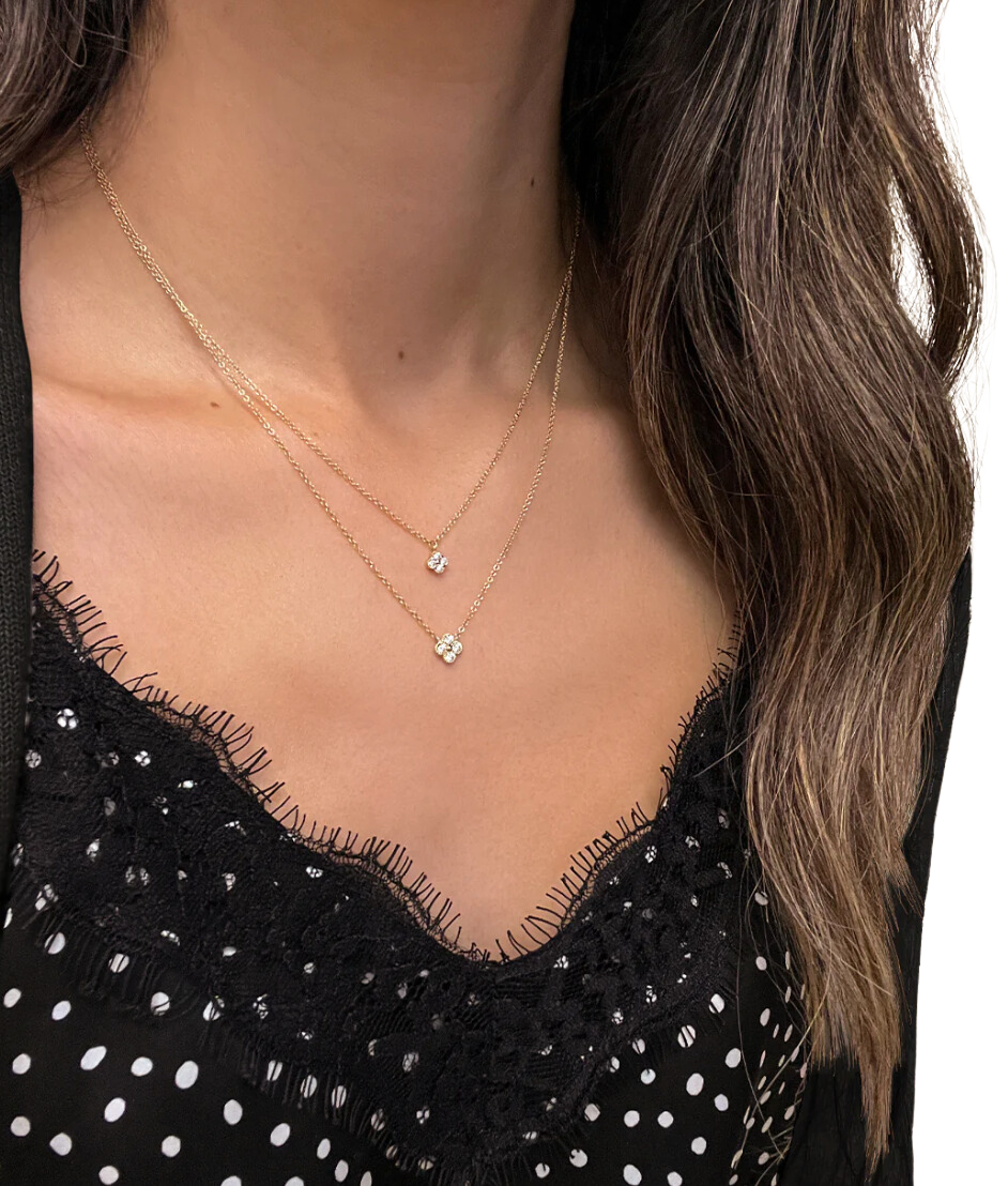 Large diamond clover necklace