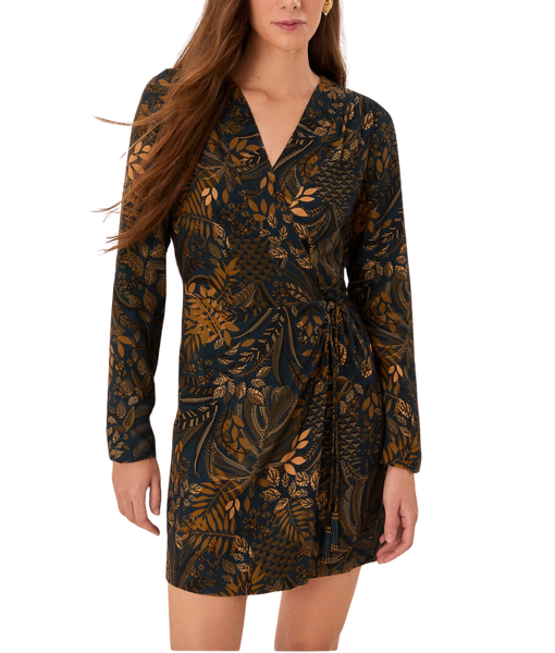 Dotted forest teal mini wrap dress