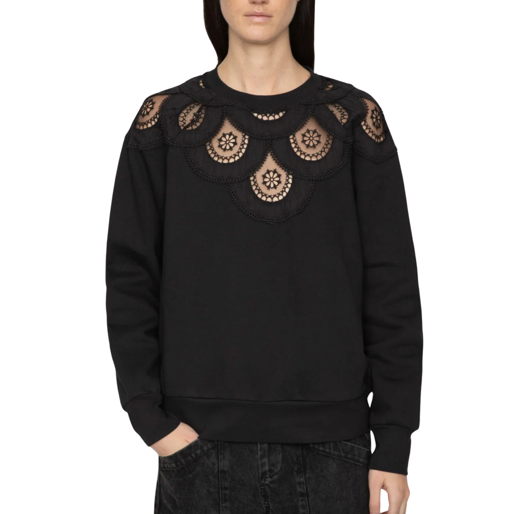 Drea embroidery sweatshirt - black