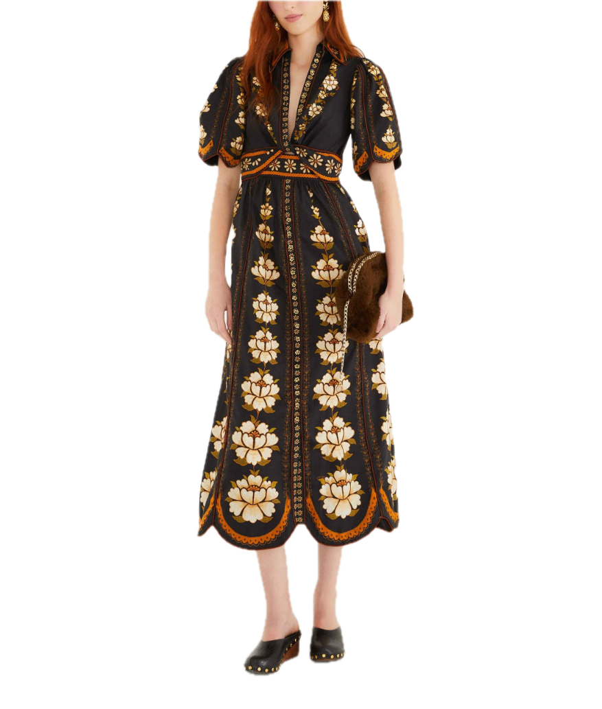 Embroidered flowers dress