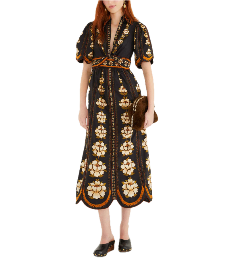 Embroidered flowers dress