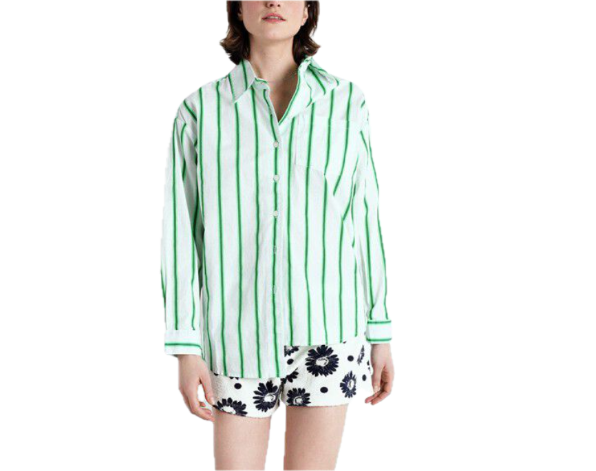 Zatybay shirt - rayures lagon fluo