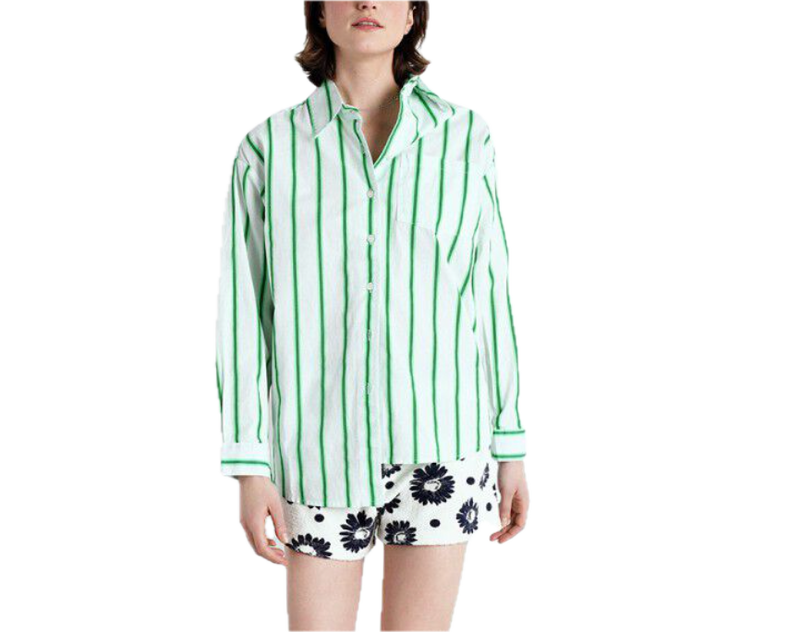 Zatybay shirt - rayures lagon fluo