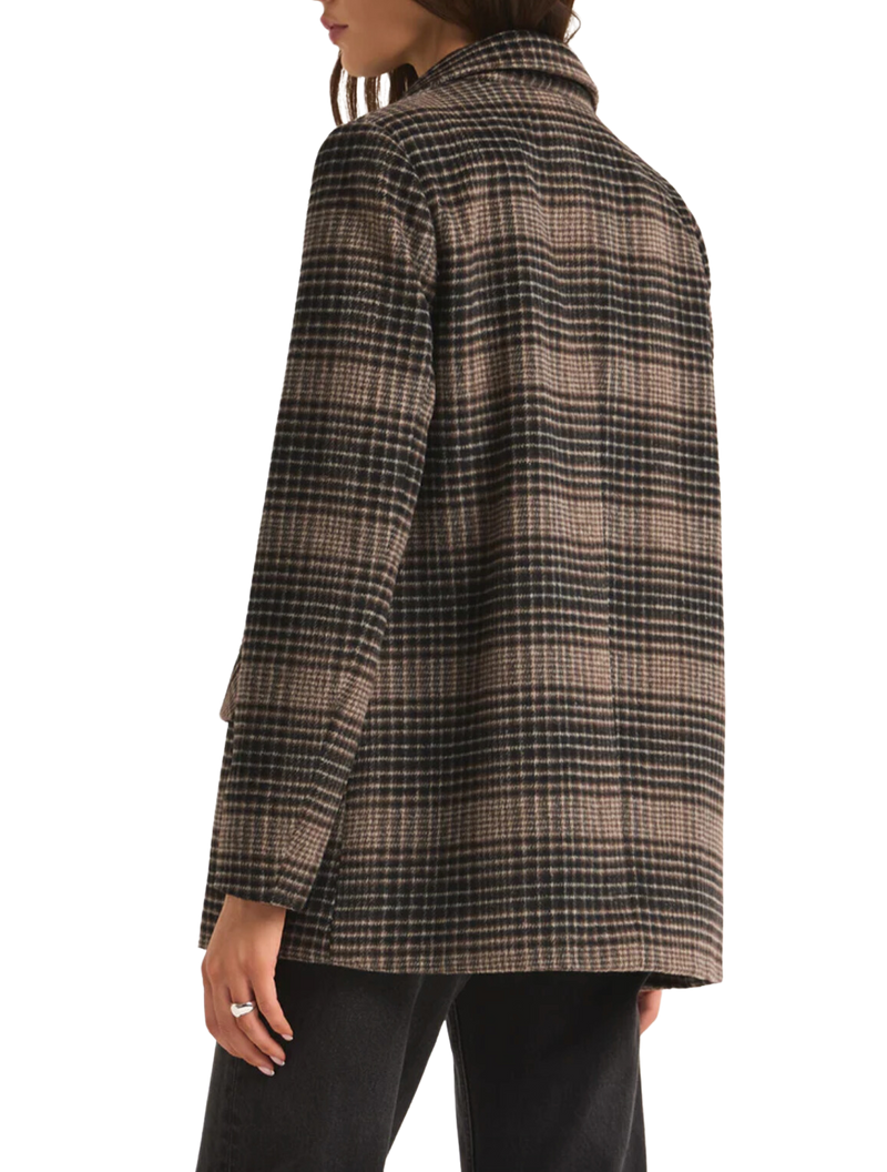 Kingston relaxed plaid blazer- latte