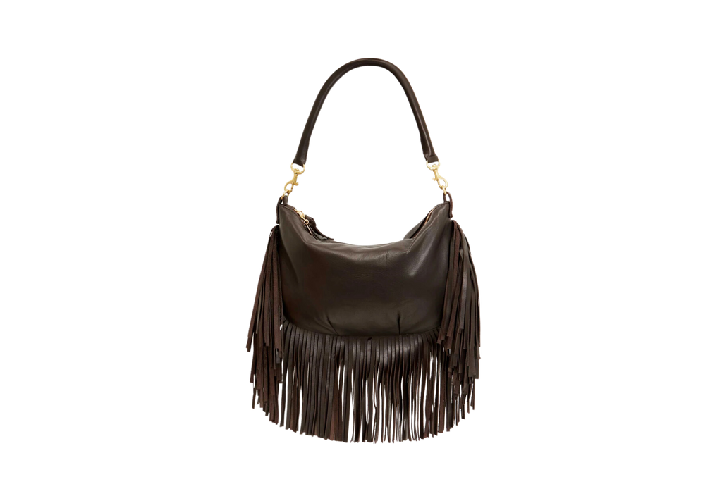 Petit moyen messenger fringe - mahogany nappa