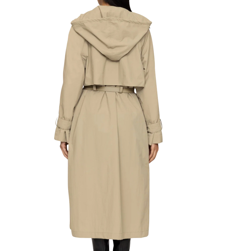 Asta windbreaker with crochet long sleeve trench coat - tan