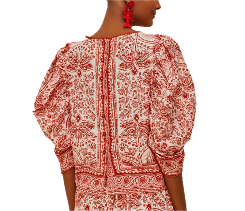 River ride red blouse