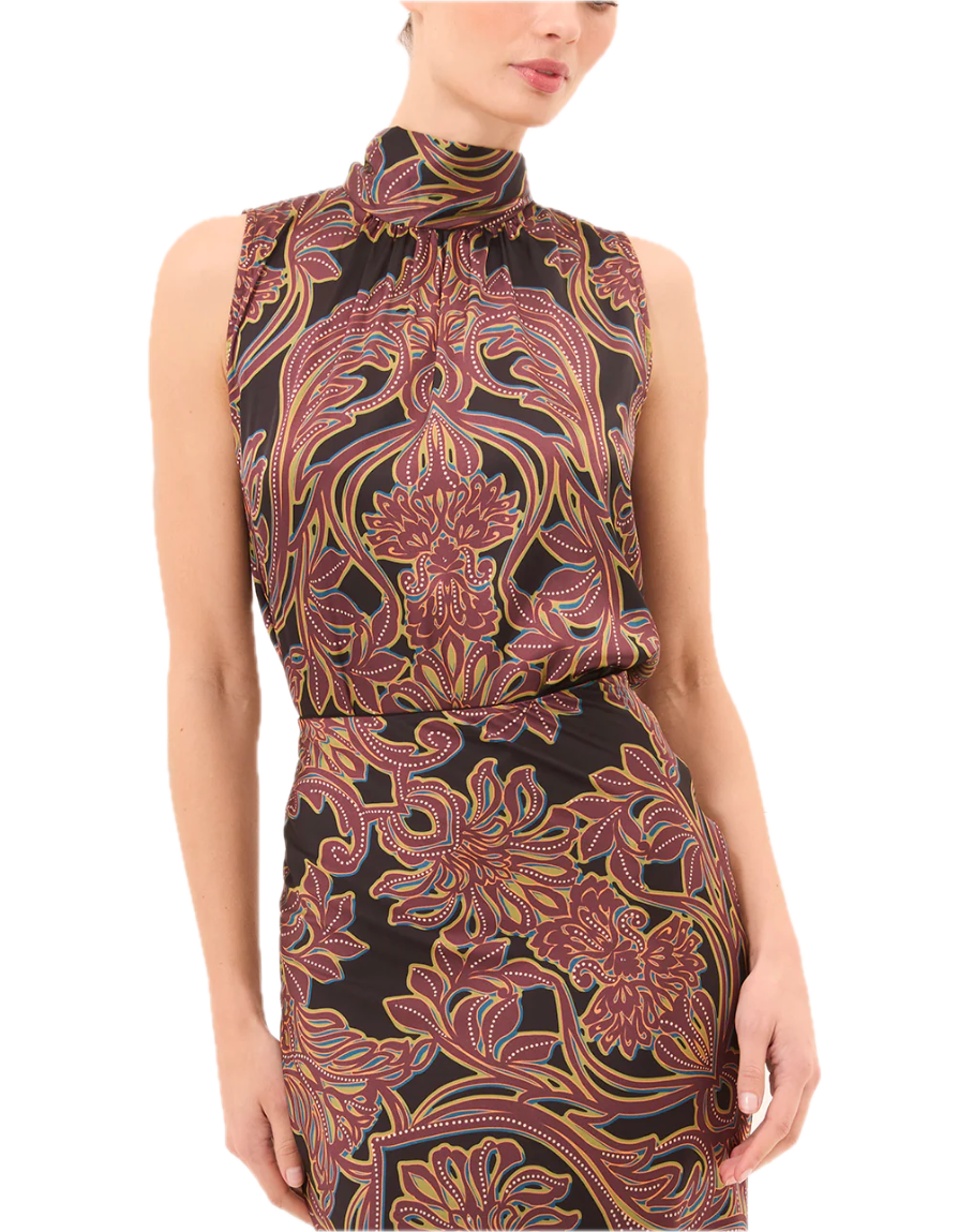 Luka top  - studded flora satin