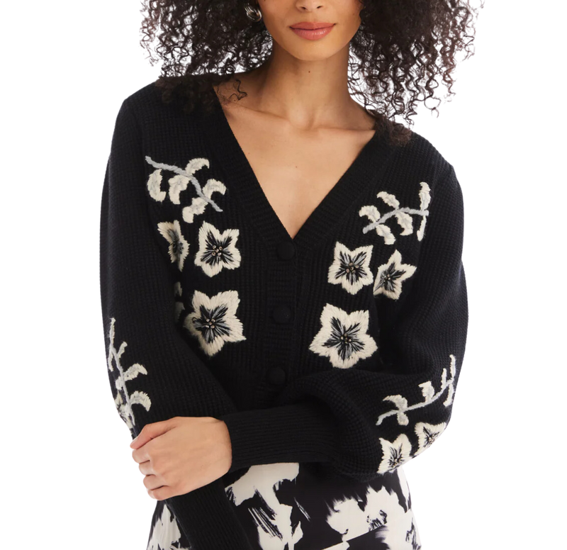 Beaded piper cardigan - black