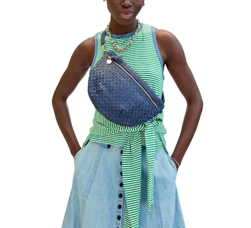 Grande fanny - bleu marine woven checker
