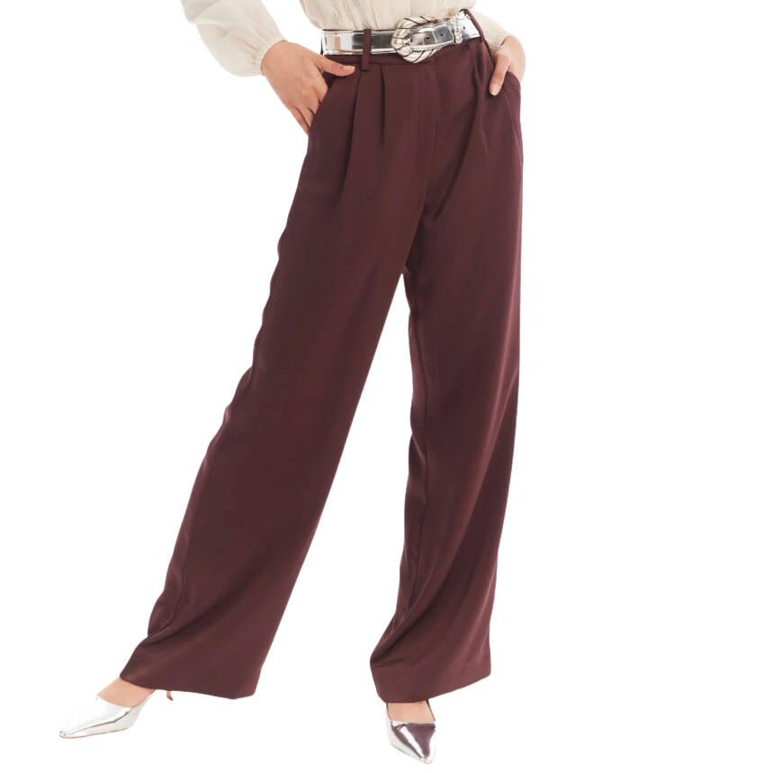 Joan satin pants - chocolate