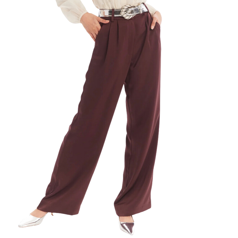 Joan satin pants - chocolate