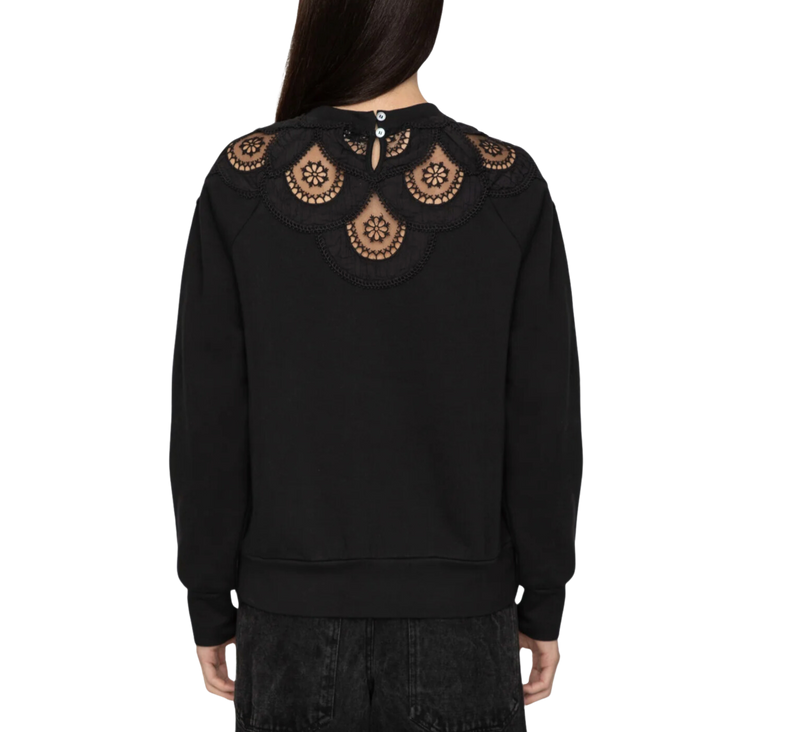 Drea embroidery sweatshirt - black