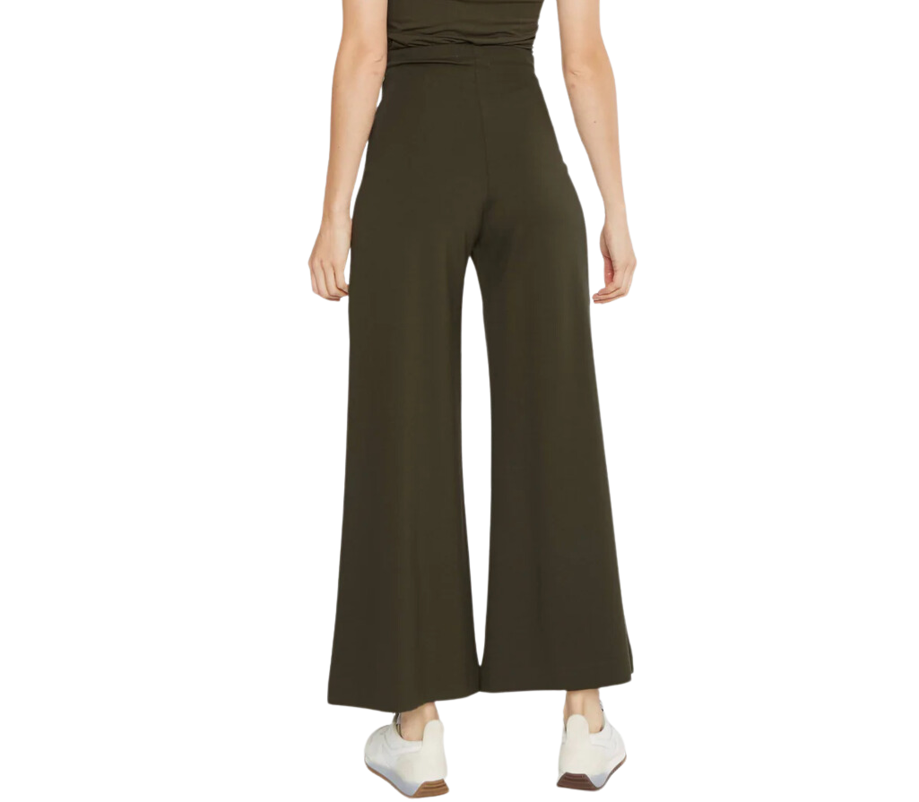 Ponte knit wide leg pant: cropped olive