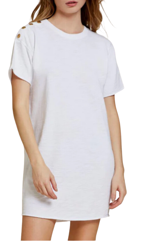 Rowan t-shirt dress with snaps - optic white
