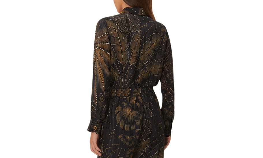 Golden foliage black pajama shirt - golden foliage black