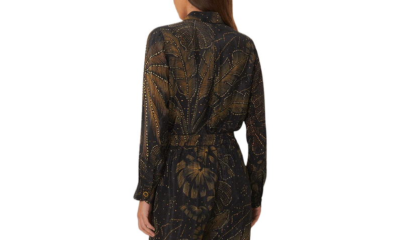 Golden foliage black pajama shirt - golden foliage black