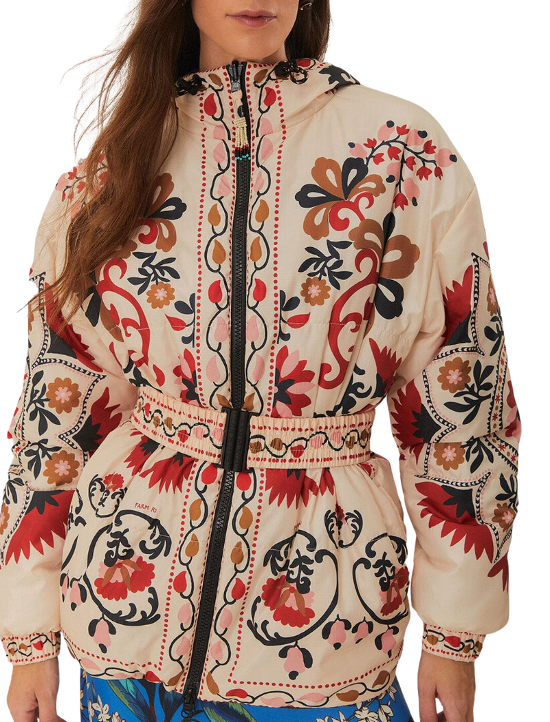 Cashew mandala reversible puffer jacket - cashew mandala cream