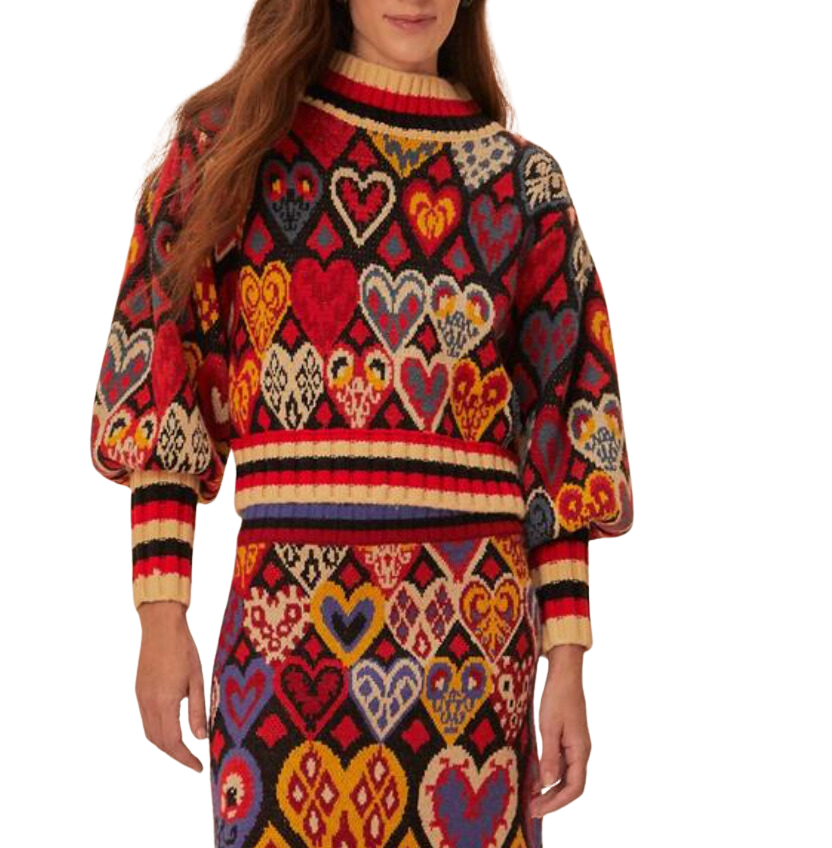 Hearts ikat black knit sweater - hearts ikat black