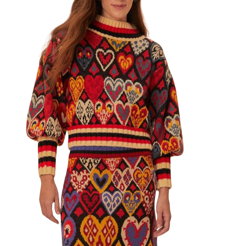 Hearts ikat black knit sweater - hearts ikat black