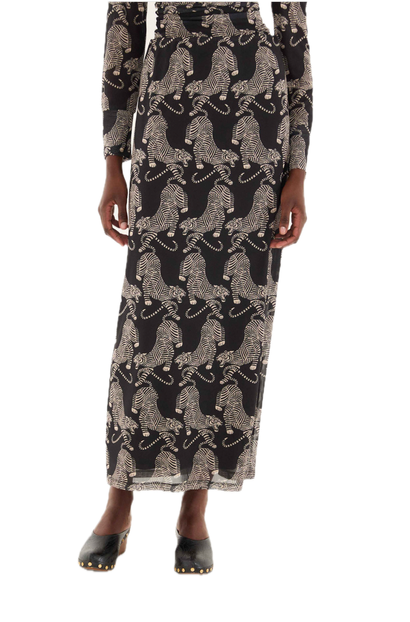 Striped tigers midi skirt