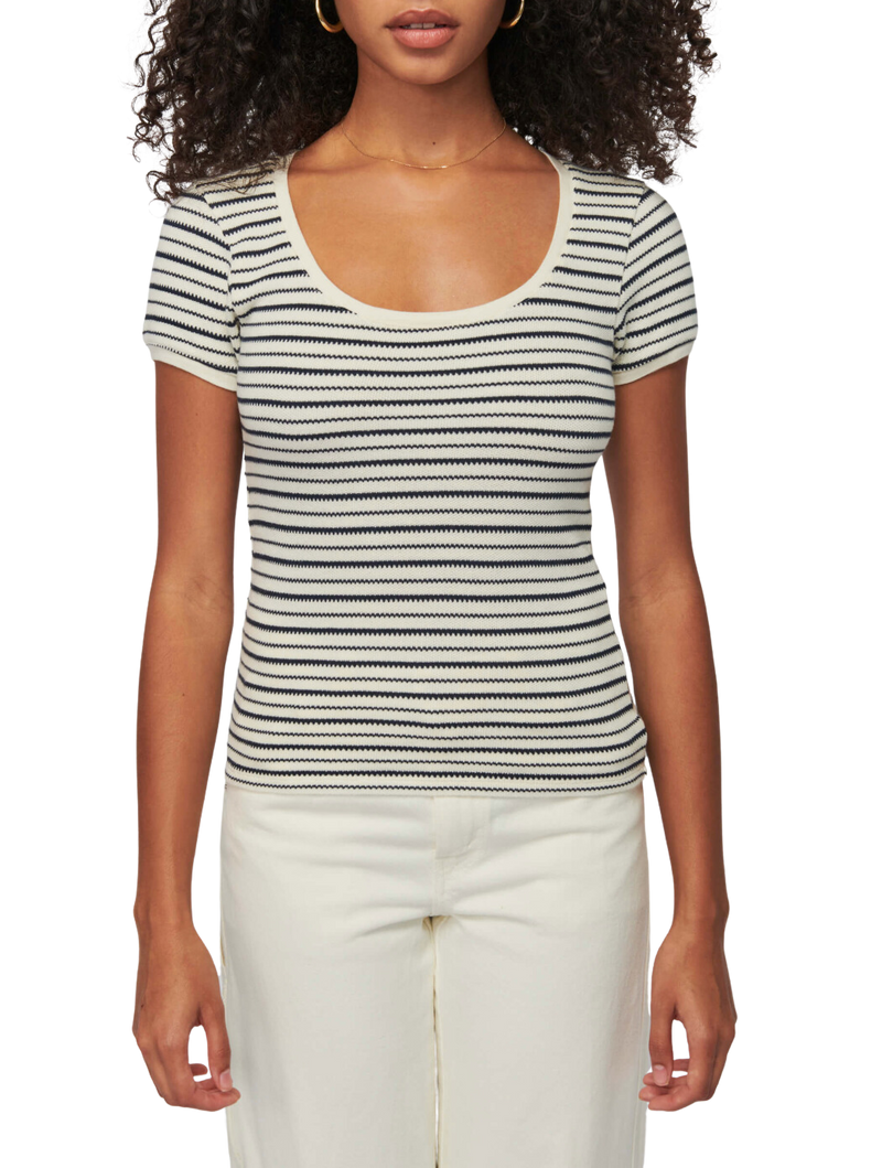 Amanda square neck cap sleeve - freehand stripe