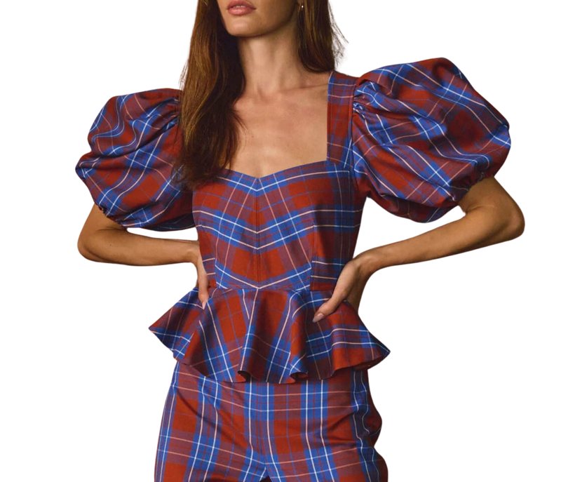 Kaia top - stretch plaid