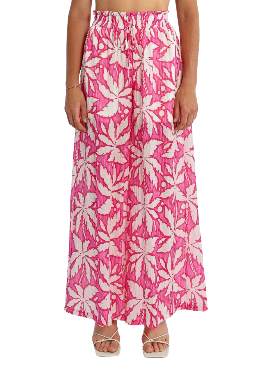 Young ladies woven pants - pink caracol