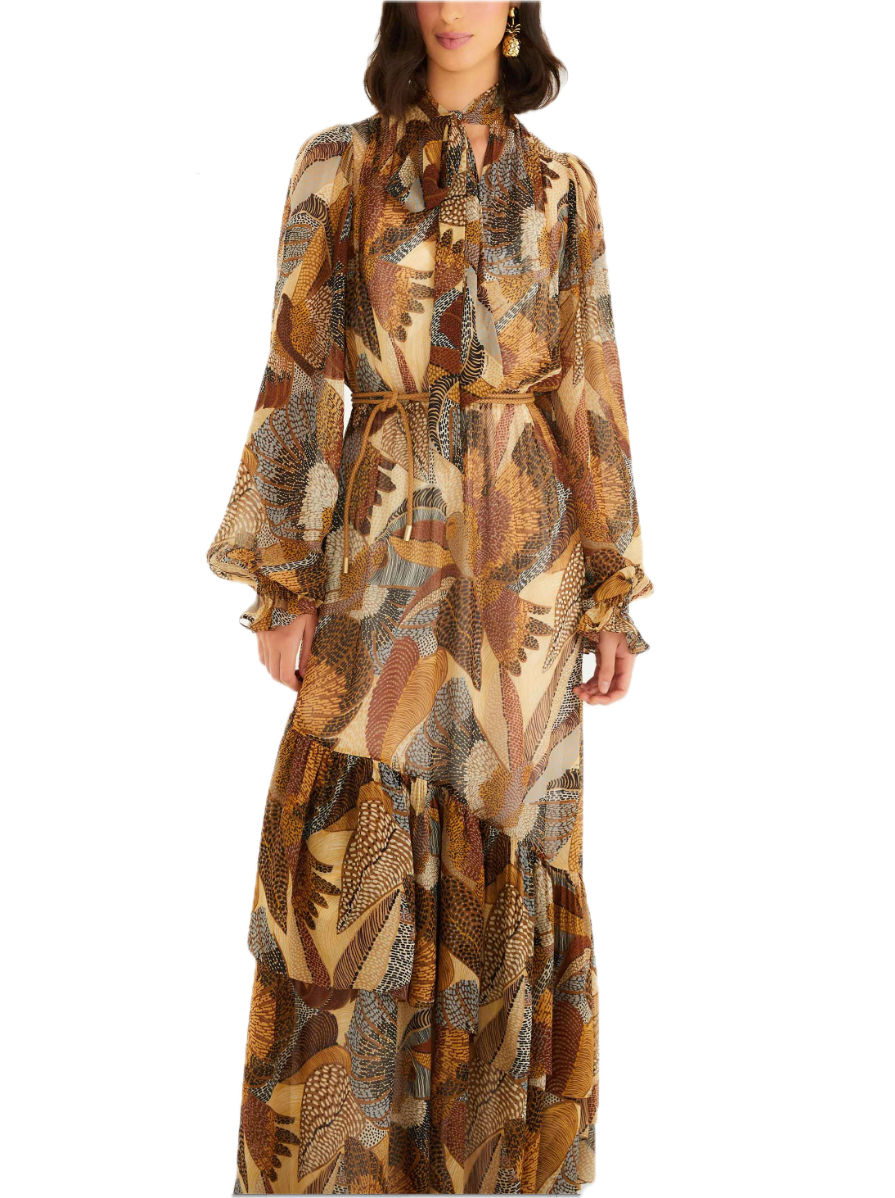 Dotted macaws cream LS dress