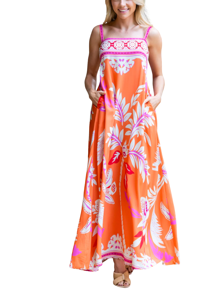 Giselle dress - orange palm