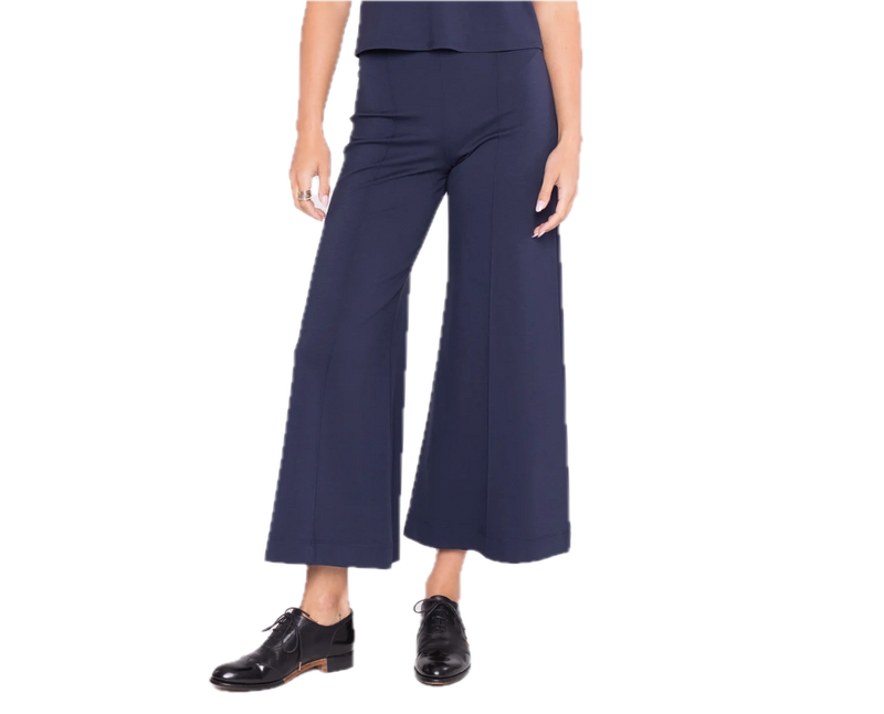 Ponte wide leg cropped - navy