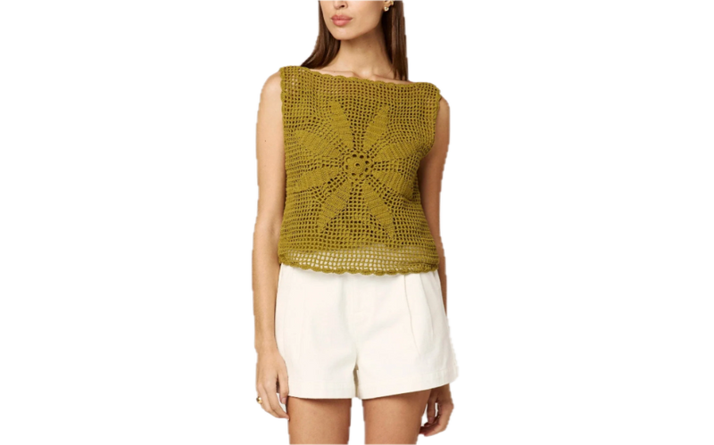 Caylee crochet top - moss