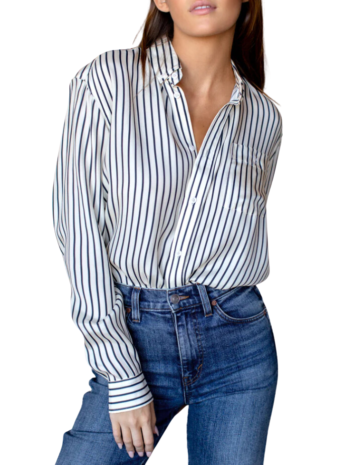 Ryan shirt - ivory stripe silk