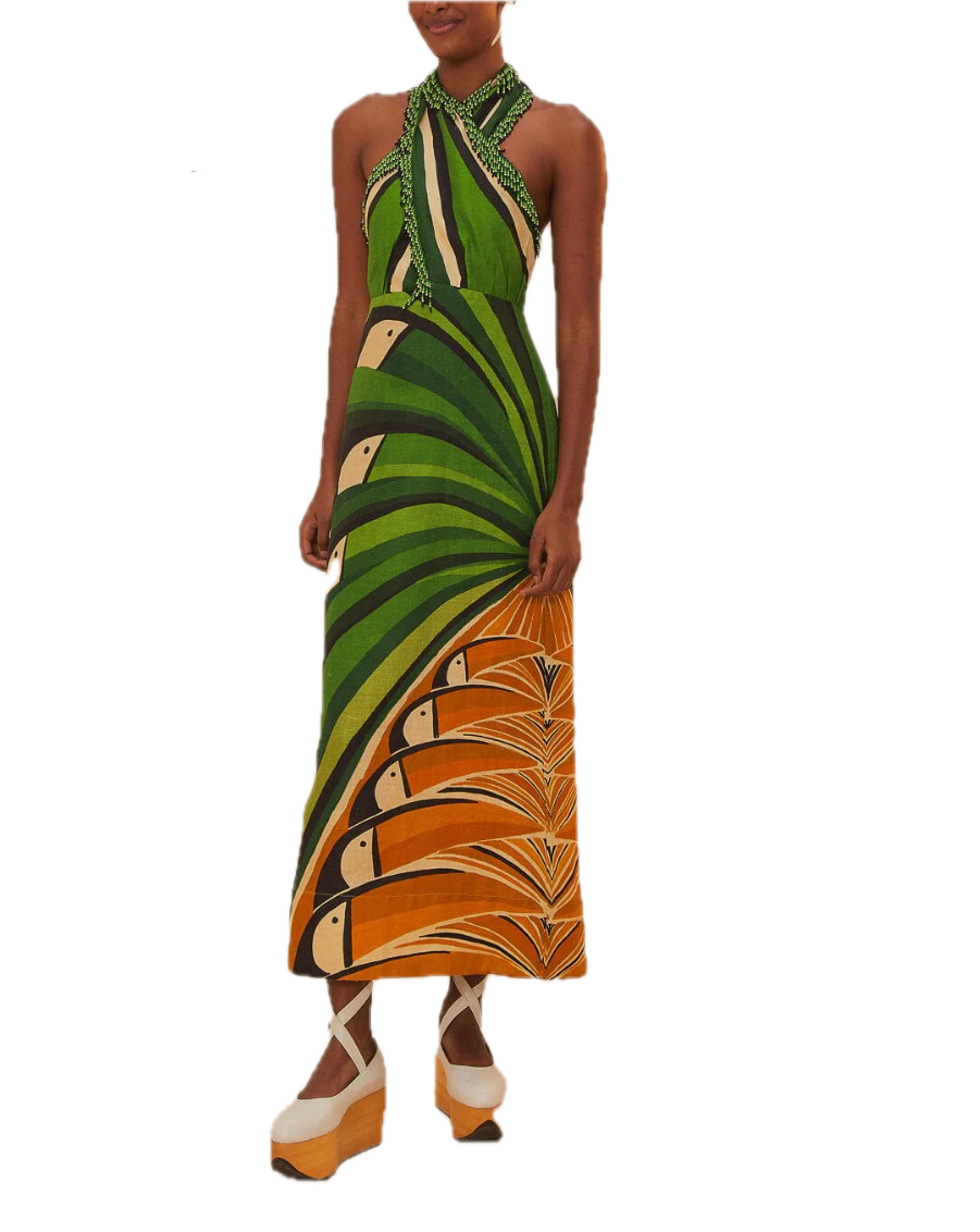 Green Toucan Tree Maxi Dress - XS Green Toucan Tree Maxi Dress - XS