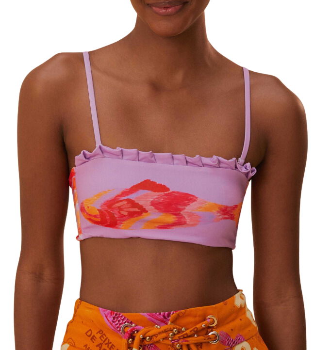 Painted fishes bandeau one piece - painted fishes lilac