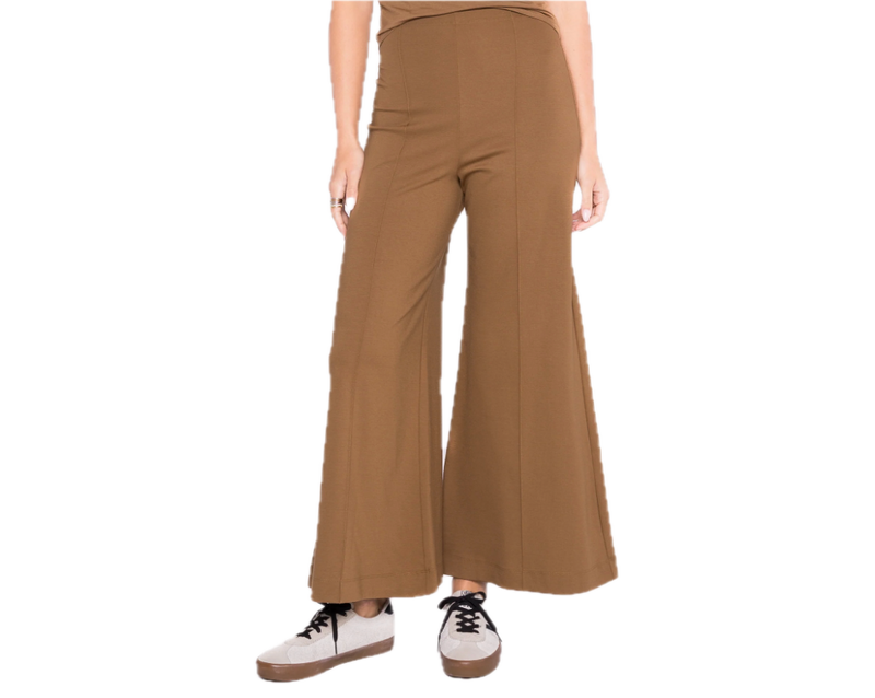 Ponte Knit Crop Pnt Camel