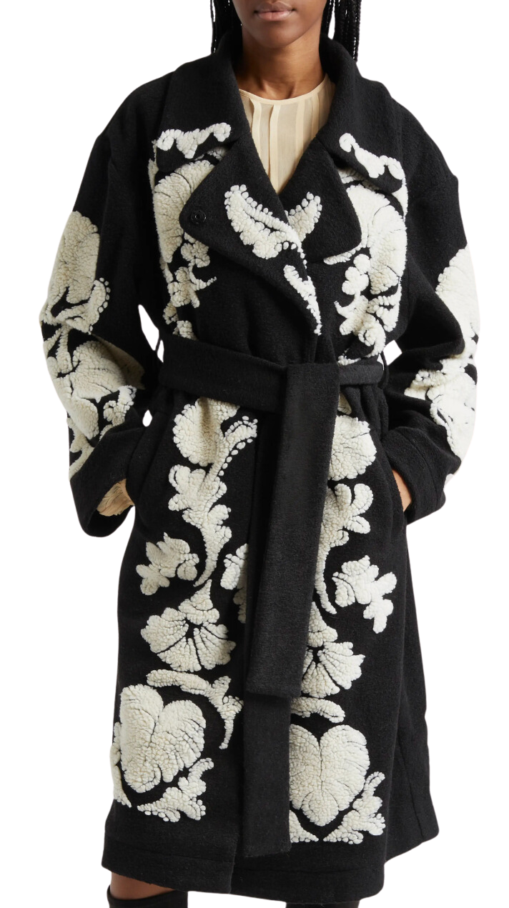 Helen black and white fleece coat - helen black