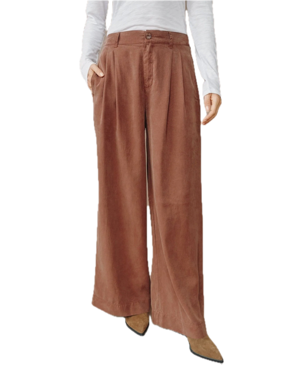 Double pleated- saddle brown