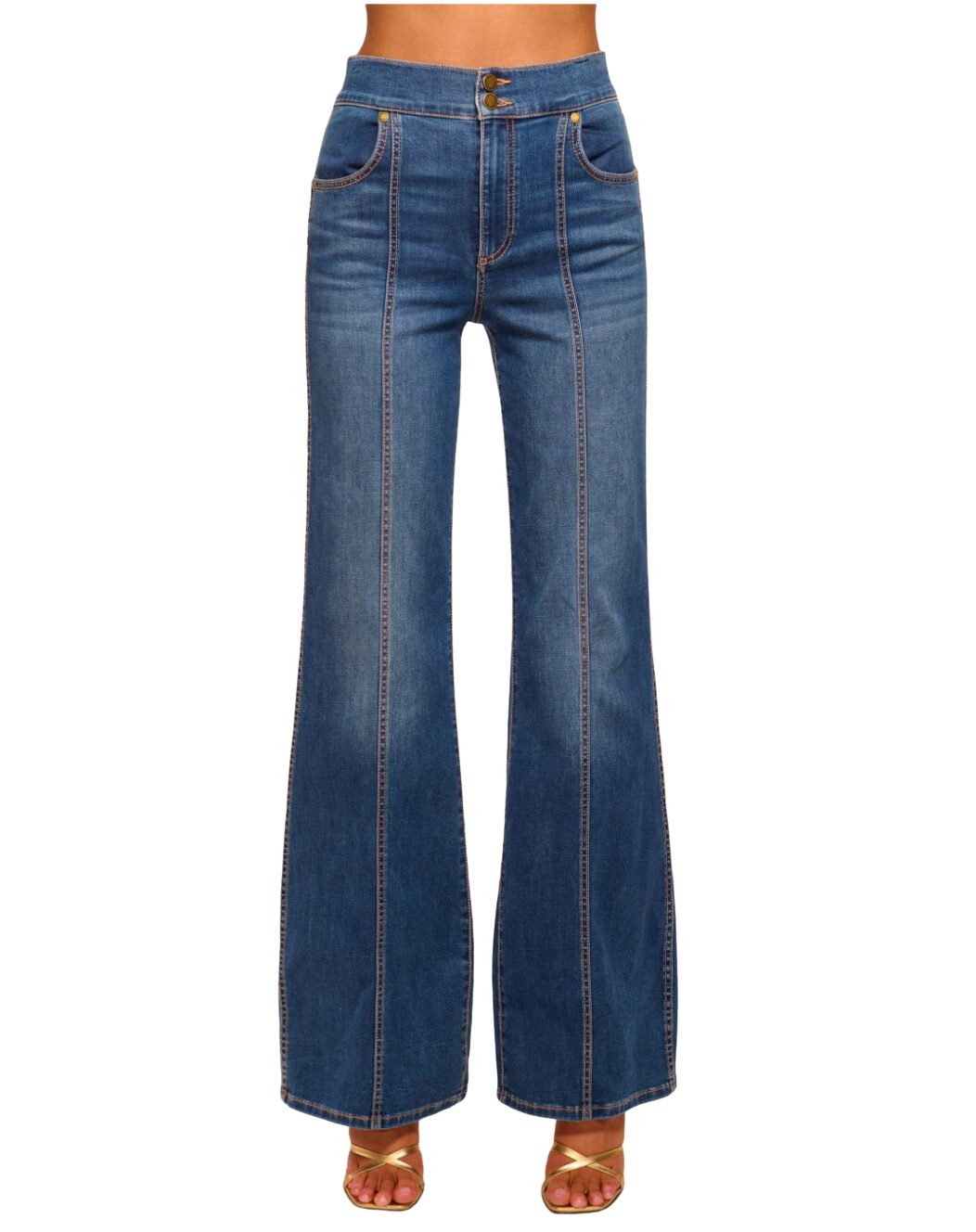 【BAON】Mason Snap Button Washed Wide Denim Pants df57de02-c84c-4466-89a5-