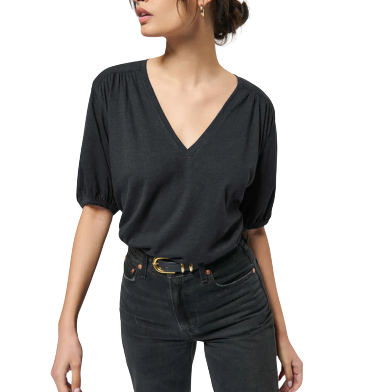 Edie shirred top - jet black