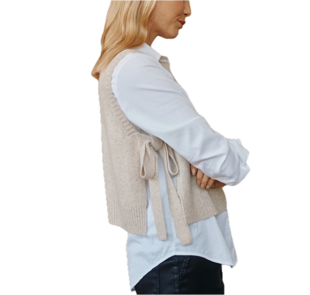 Side tie vest - ivory oat