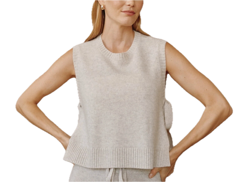 Side tie vest - ivory oat
