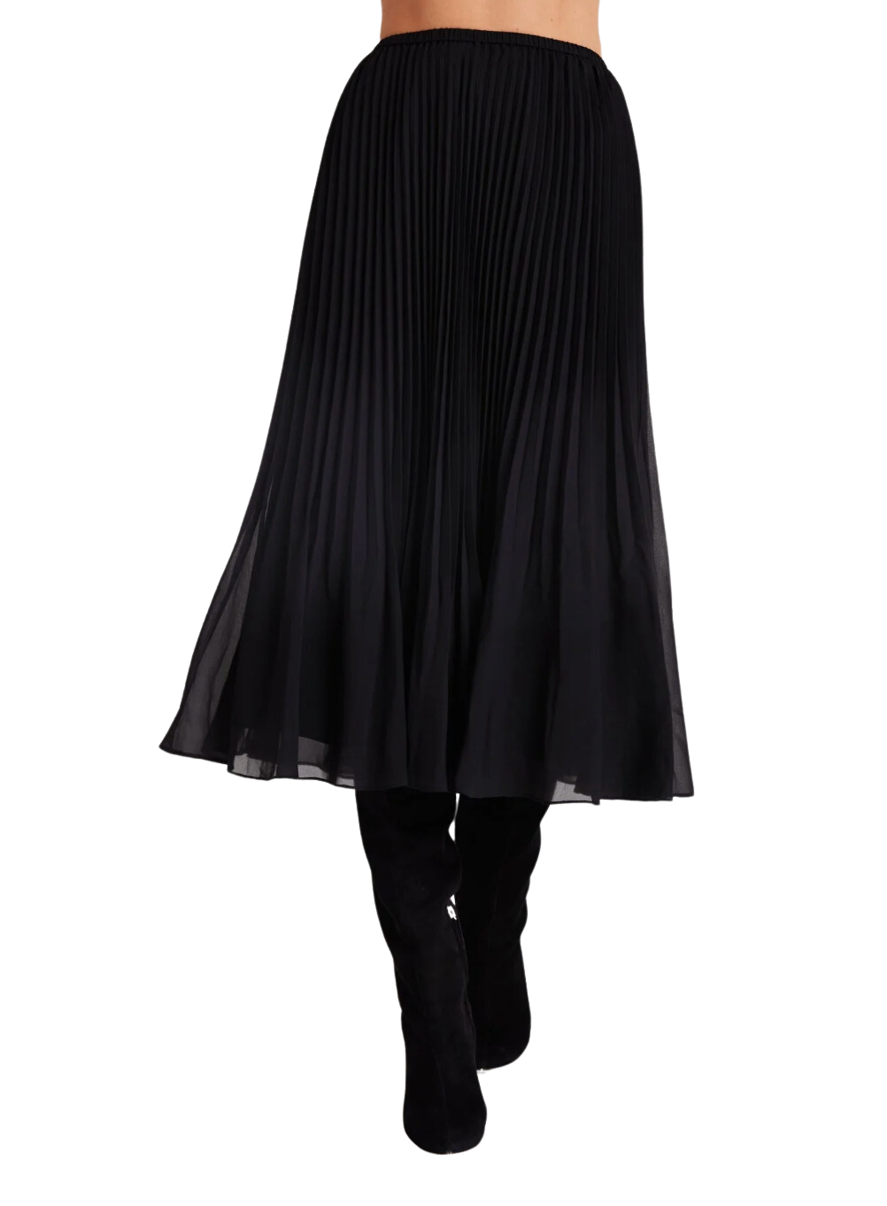 Sunburst pleat midi skirt - black