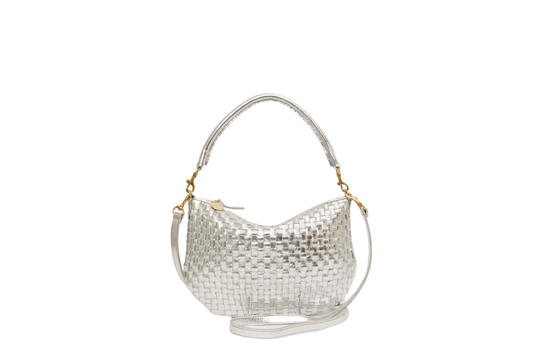 Petit moyen messenger - silver specchio woven checker