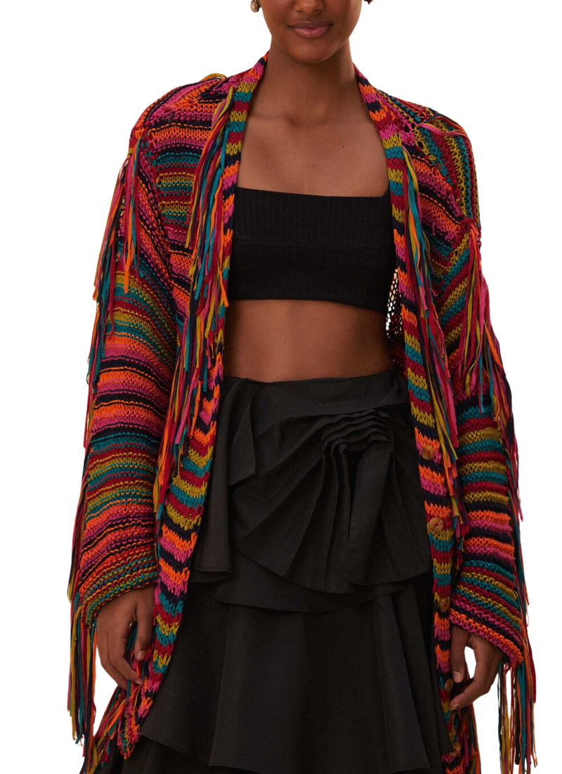 Colorful stripes knit cardigan - multi