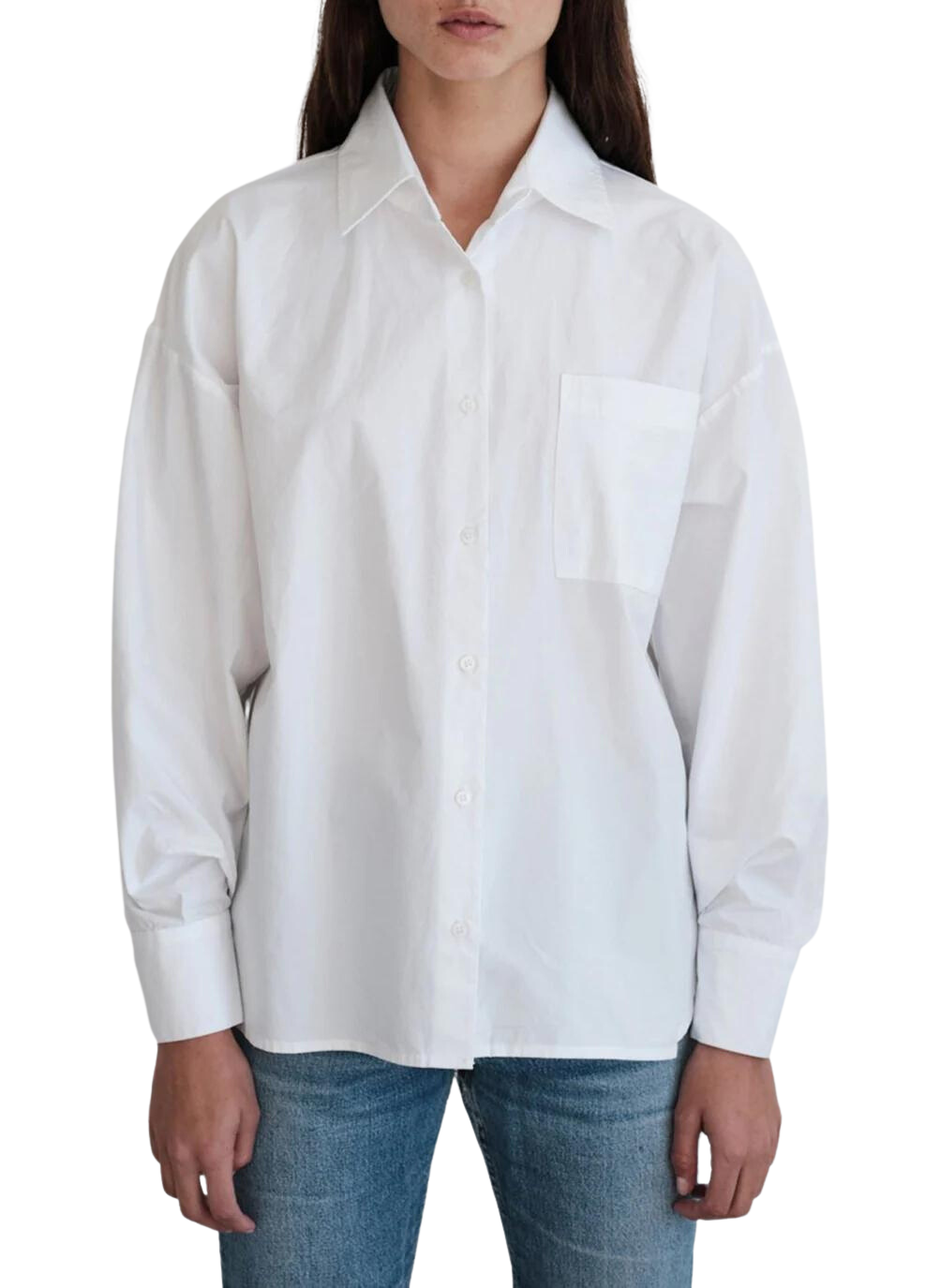 Structured poplin oversized shirt - white
