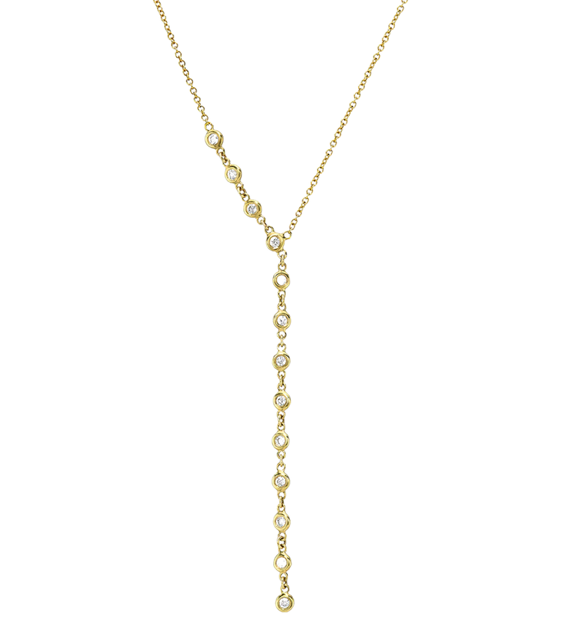 Bezel diamond segment lariat necklace