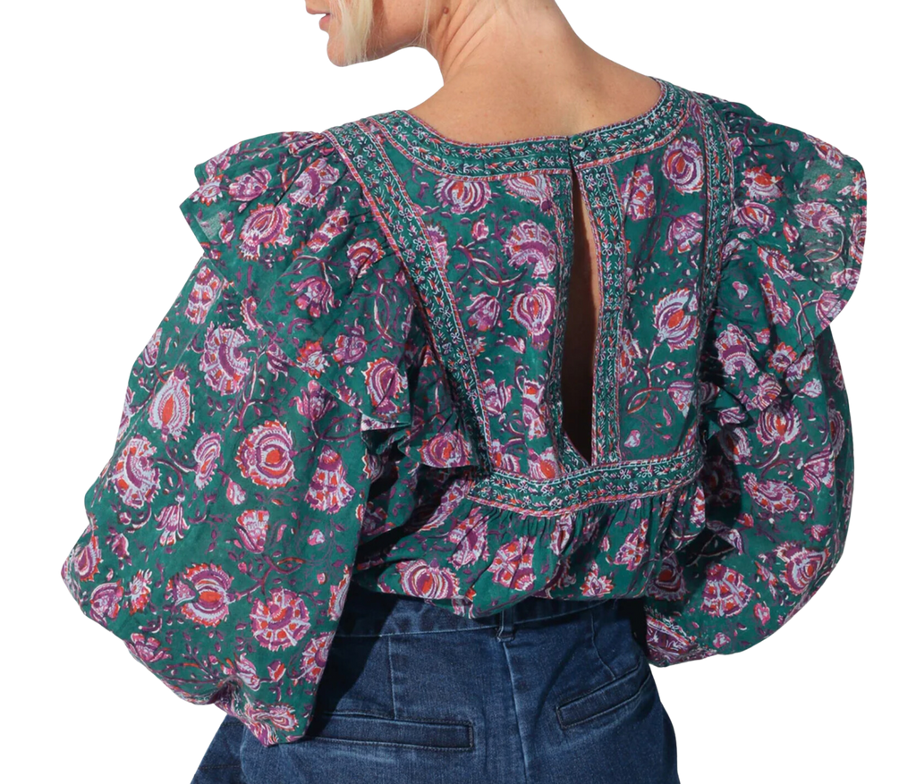 Mylah blouse - jade floral
